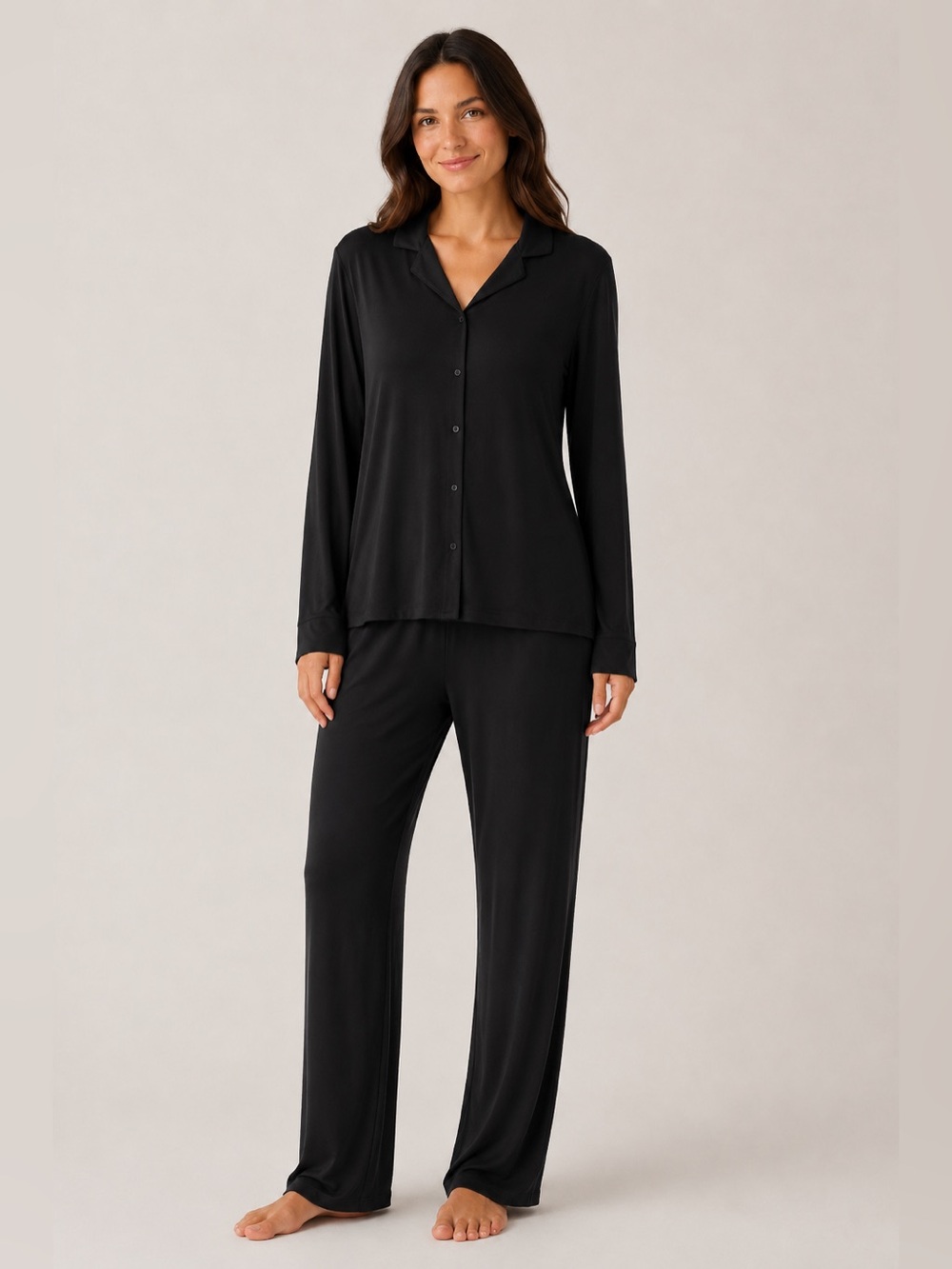 SKIMS Long Sleeve Button Up Sleep Set | Onyx | Size M NWT